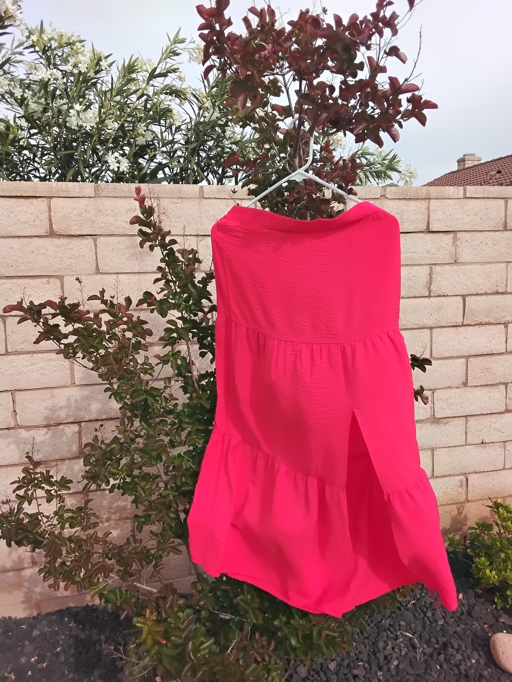 Bwear Vibrant Hot Pink Asymmetrical Tiered Maxi Skirt Size M